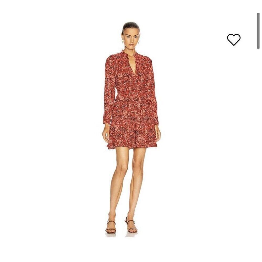 Ulla Johnson Liv Poppy Floral Dress Split V-neck Mini Dress size 4